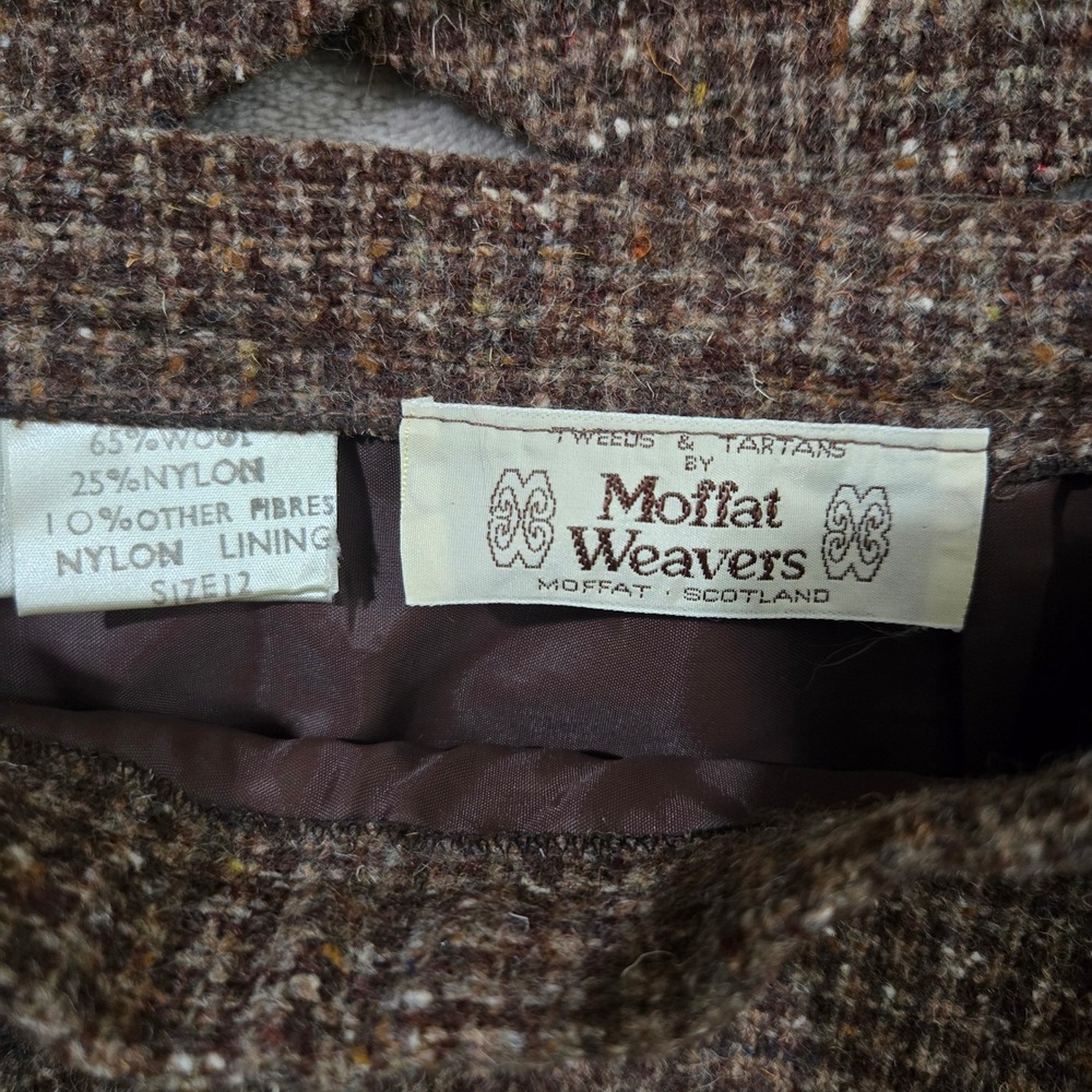 Vtg Moffat Weaver Wool Tweed Vest Skirt 12 Brown Scotland Dark Academia Heritage - Picture 5 of 11